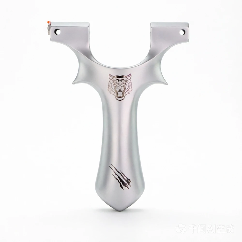 Stainless Steel Y-Shaped Slingshot with Flat Top Clamp & Tiger Graphic, 2 Models for Outdoor Practice & Precision Sports
