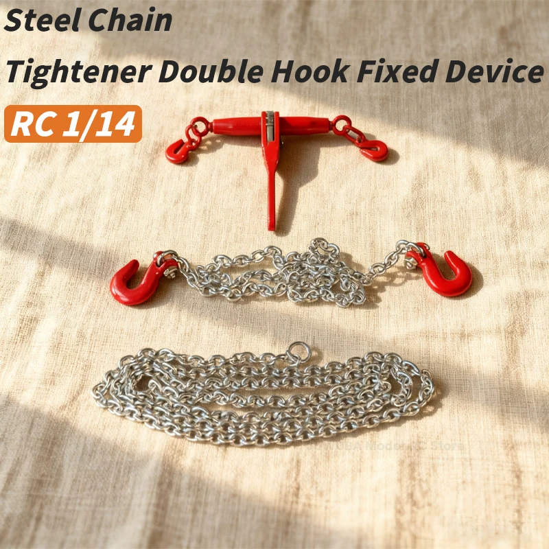 Metal Steel Chain Tightener Double Hook Bundled Fixed Chain Device for 1/14 Tamiya RC Truck Scania  VOLVO BENZ MAN Car Parts Toy