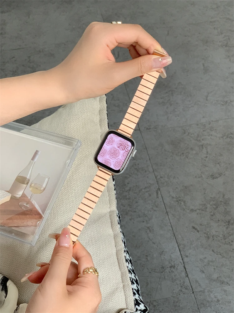 كوريا المعادن ربط سوار ل أبل ساعة ، فتاة سليم حزام ، اكسسوارات iWatch ، الفرقة 8 ، 6 ، 7 ، SE ، 41 مللي متر ، 40 مللي متر ، 44 مللي متر ، 45 مللي متر ، 49 مللي متر ، 5 ، 4 ، 3 ، 2