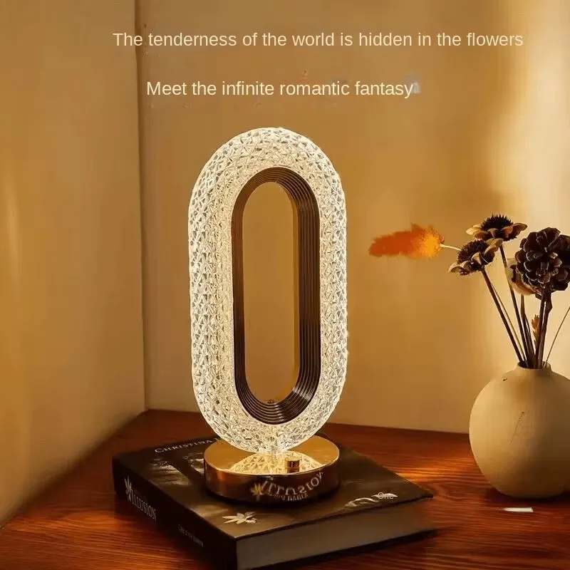 

USB charging runway crystal desk lamp, bedroom desktop touch atmosphere small night light