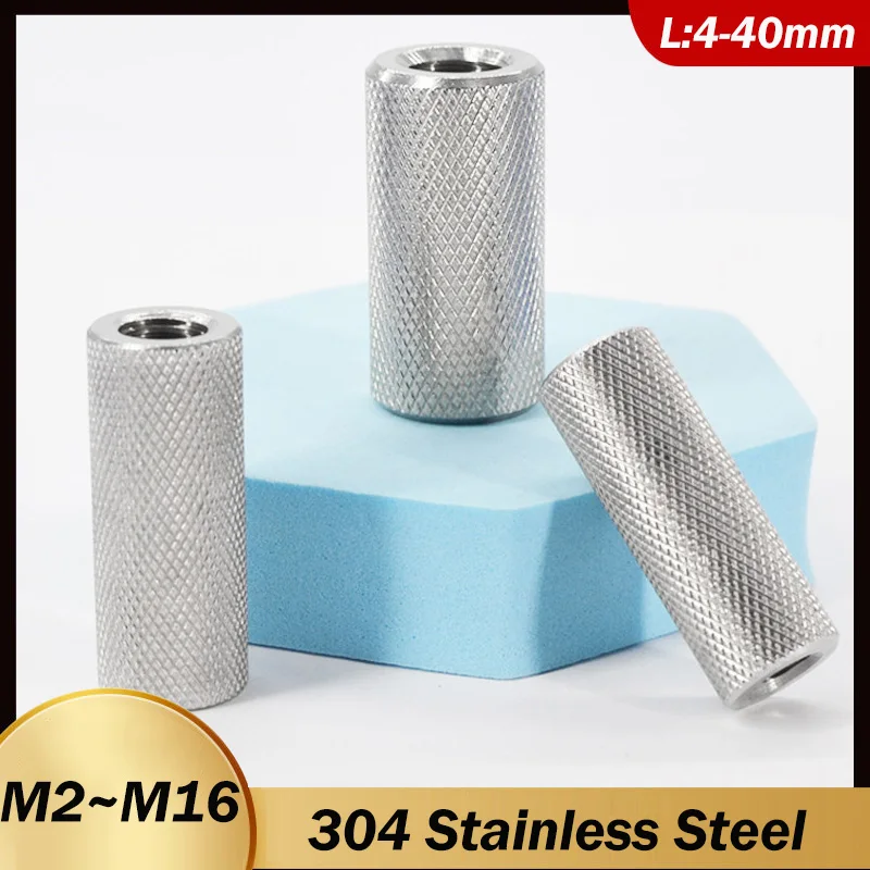 304 Stainless Steel Adjustment Nut Extended Cylindrical Flat Head Knurled Hand Screw Nut Mesh Nut M2 M2.5 M3 M4 M5~M16