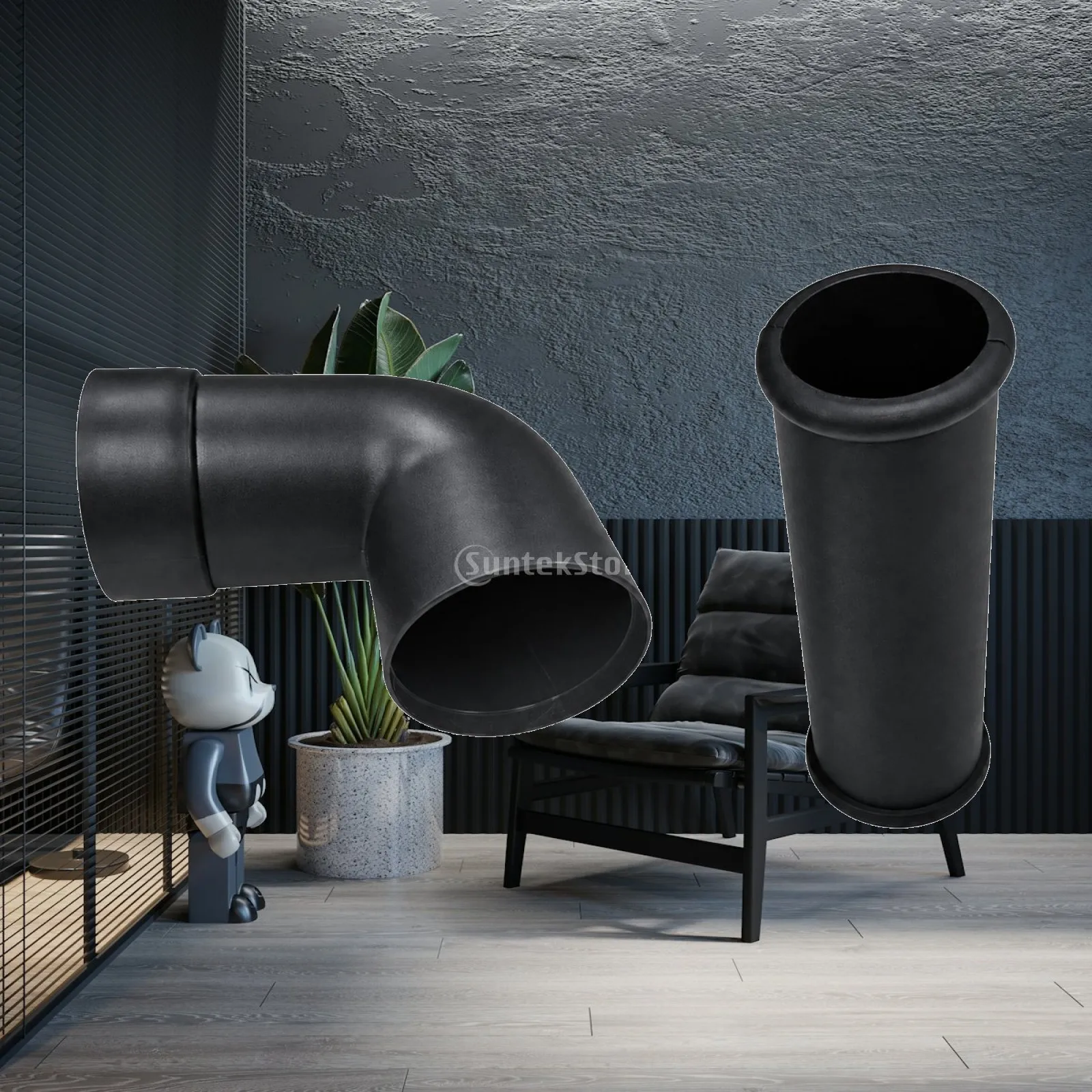 Vacuum Sweep Elbow 58mm Black Plastic 90 Degree Bend for Dust Collection Workshop Equipment Carpentry Suction Ducting