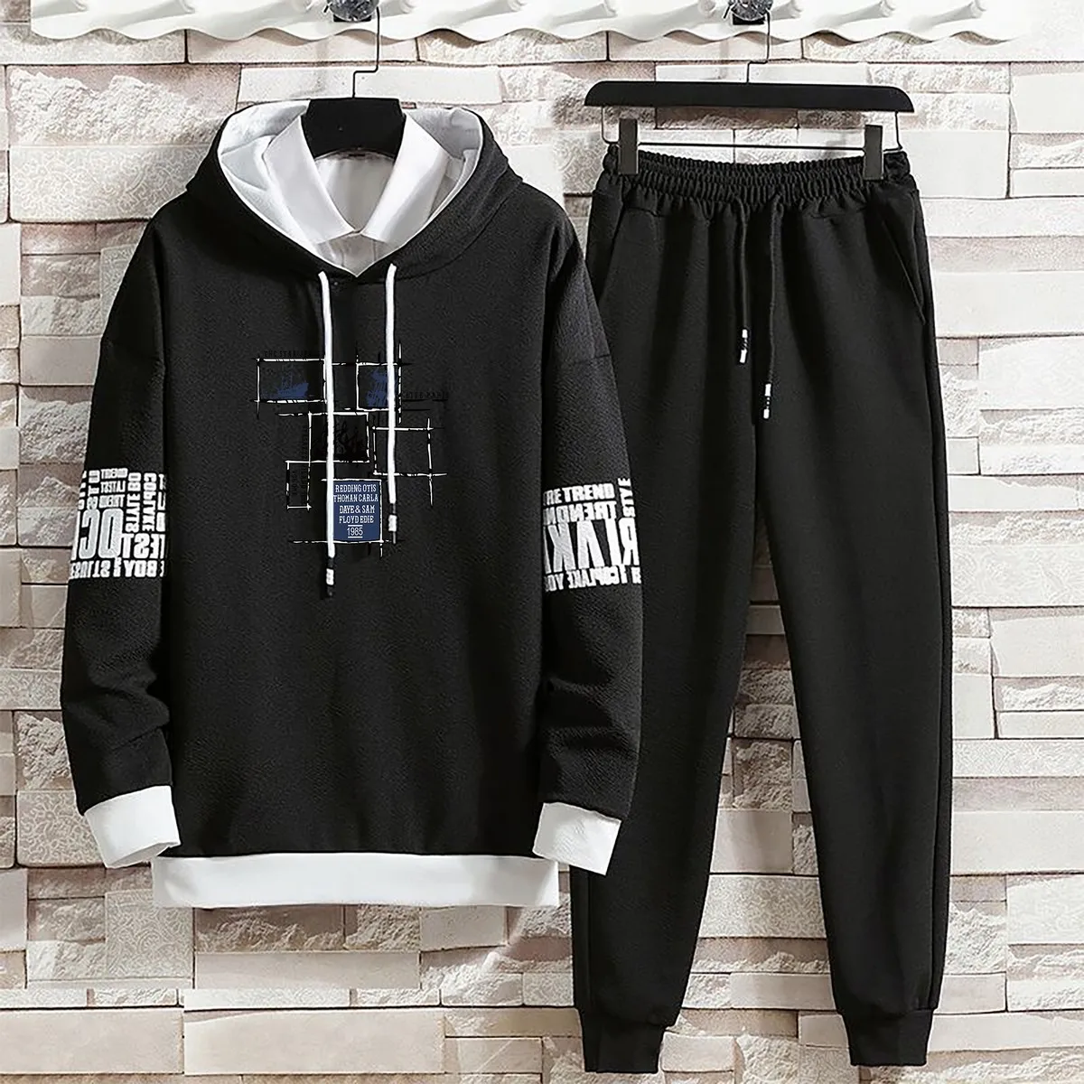 Hoodies Set Pants Clothing for Men Casual Summer Autumn Suits Pullover Hat Hood  Print Sweaterhoodie Men New Top Long Sleeves