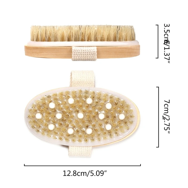 2 In 1 Dry Skin Body Brush Natural Bristle Dead Skin Remover Anti Cellulite Exfo