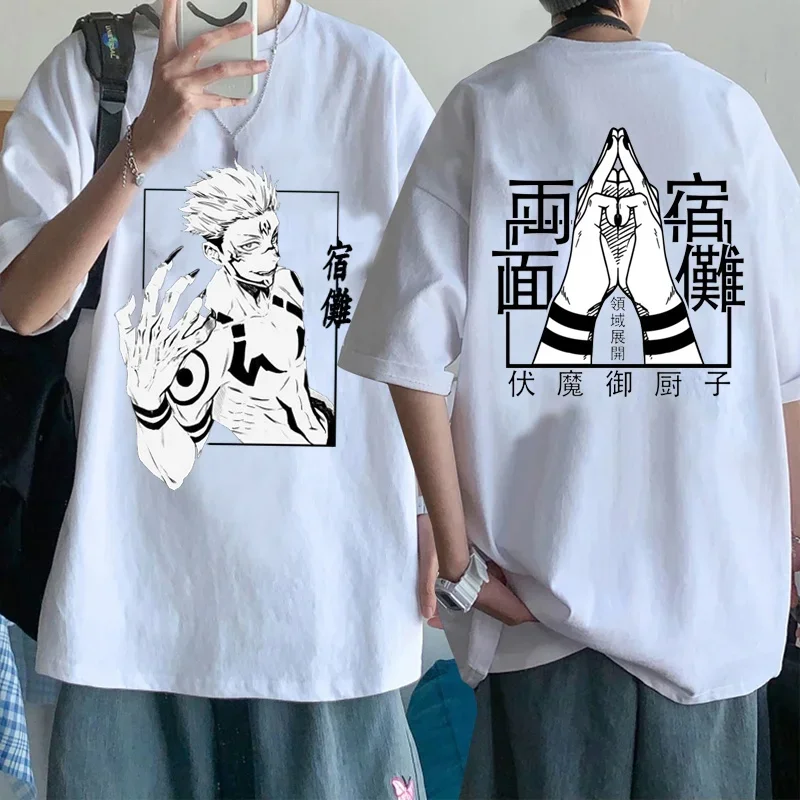 Anime ryomen Sukuna printed t-shirt Unisex casual loose cool T-shirt