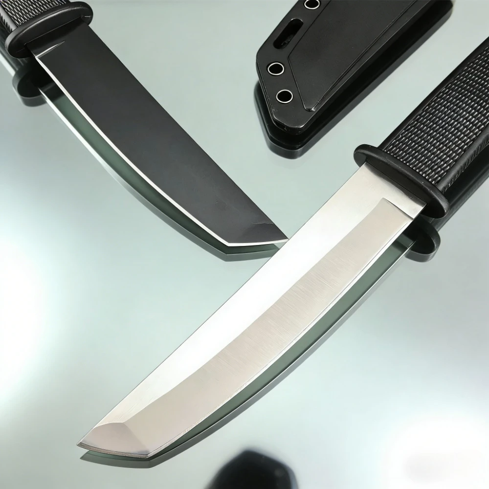Heavy Duty EDC Fixed Blade Knife with 8Cr13Mov Blade Nylon Wave Fiber Handle, Includes Sheath Outdoor Straight Knife for Camping