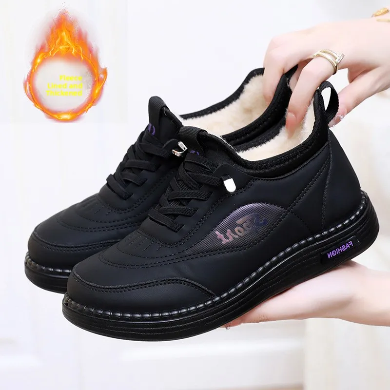 

Women's Winter Thickened Fleece Lined Cotton Snow Boots Warm Casual Short Tube Waterproof Platform EVA Outsole Polyester Fiber