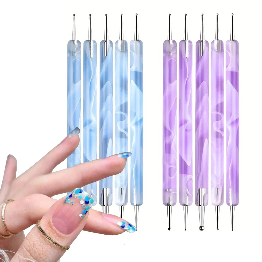 5Pcs Nail Art Marble Dotting Pens Set Rhinestones Picker Tool for Creative Nail Decoration Dotting Manicure Tools