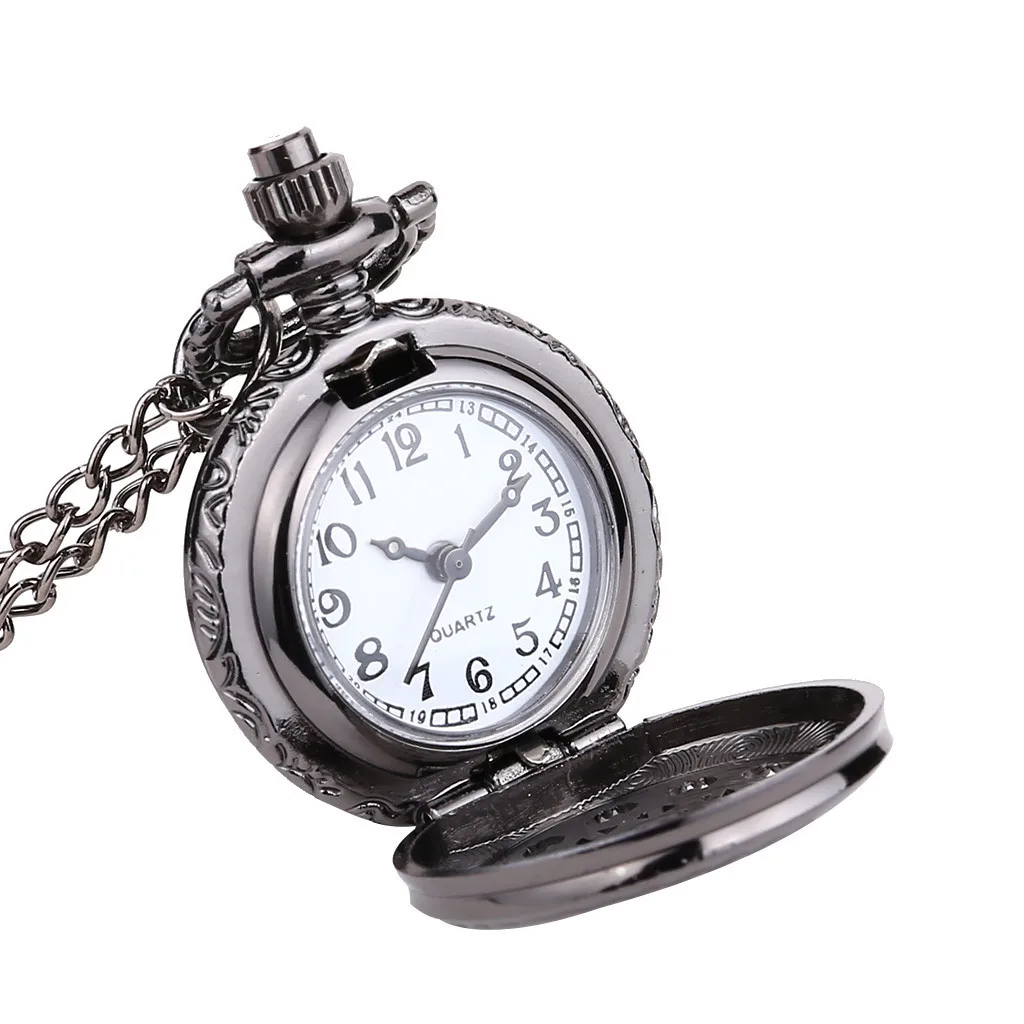 New Vintage Pocket Watch With Exquisite Carving And Lid Round Dial Quartz Small Pocket Watch Classical Roman Scale Pocket Watch