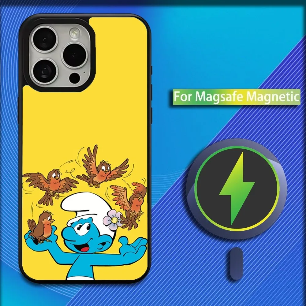 Movie Cute The S-Smurfs Phone Case For iPhone 16,15,14,13,12,11,Plus,Pro,Max,Mini Magsafe Magnetic Wireless Charging