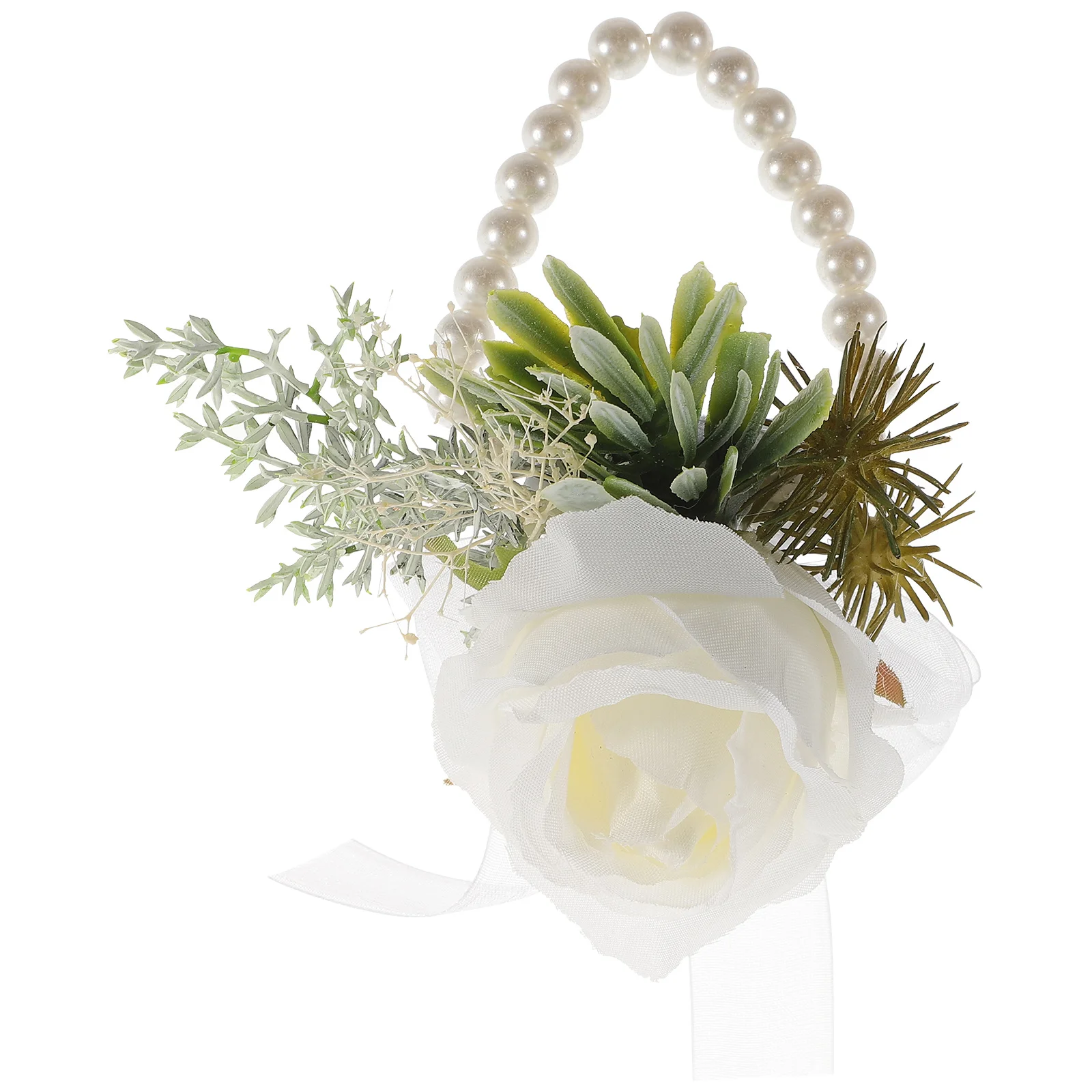 لؤلؤة بيضاء خضراء الزفاف الصدار السوار أنيقة المعصم زهرة سوار العروس وصيفه الشرف الزفاف ديكور الزفاف المعصم الصدار #2