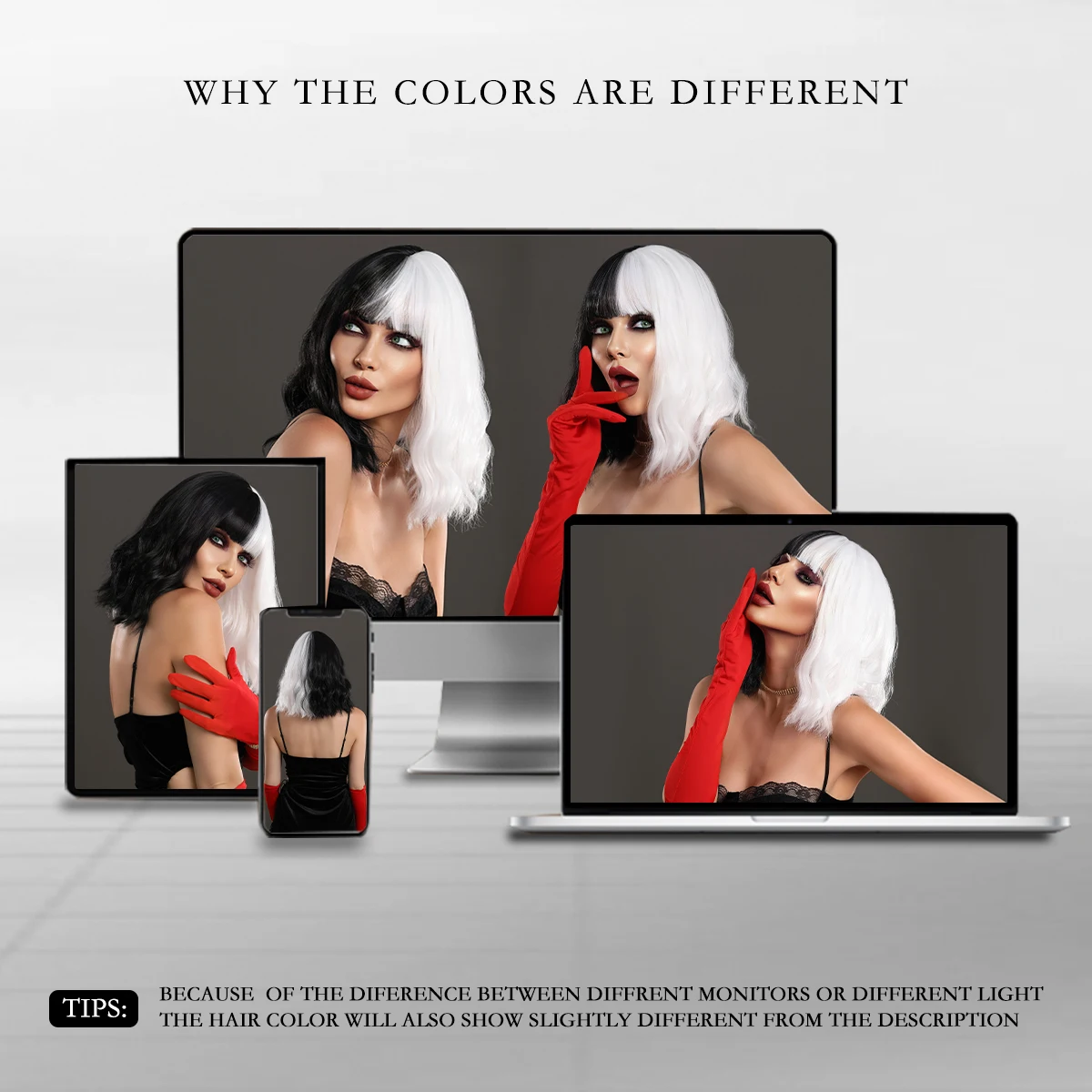 Women's Cruella Devil Synthetic Hair Wig for Halloween Cosplay