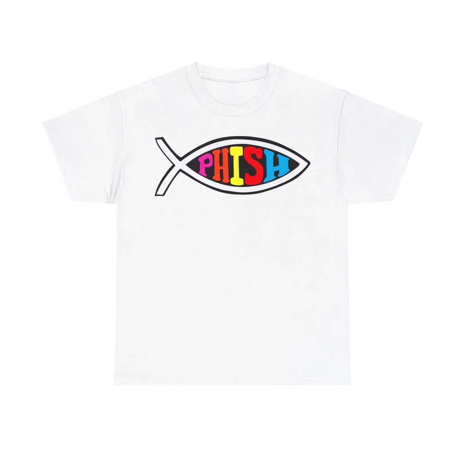 Phish Tshirt Jesus Fish Logo Multi Color Merch Unisex Heavy Cotton Tee