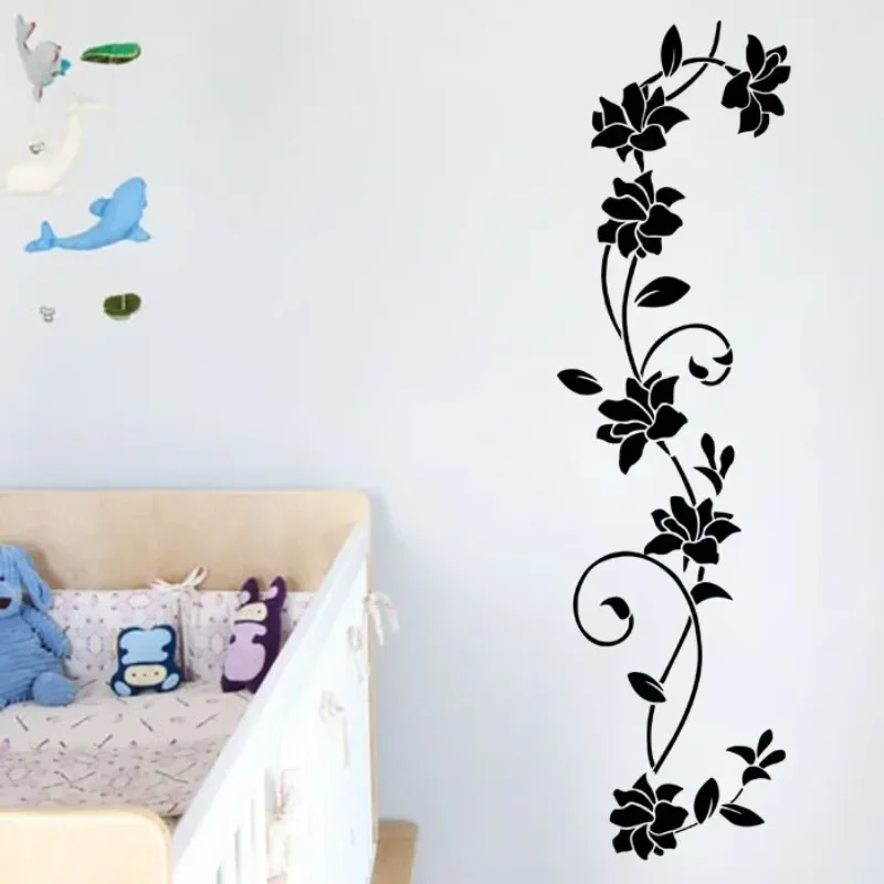 

European and American black classic flower vine branch bedroom background decoration sticker removable wall sticker