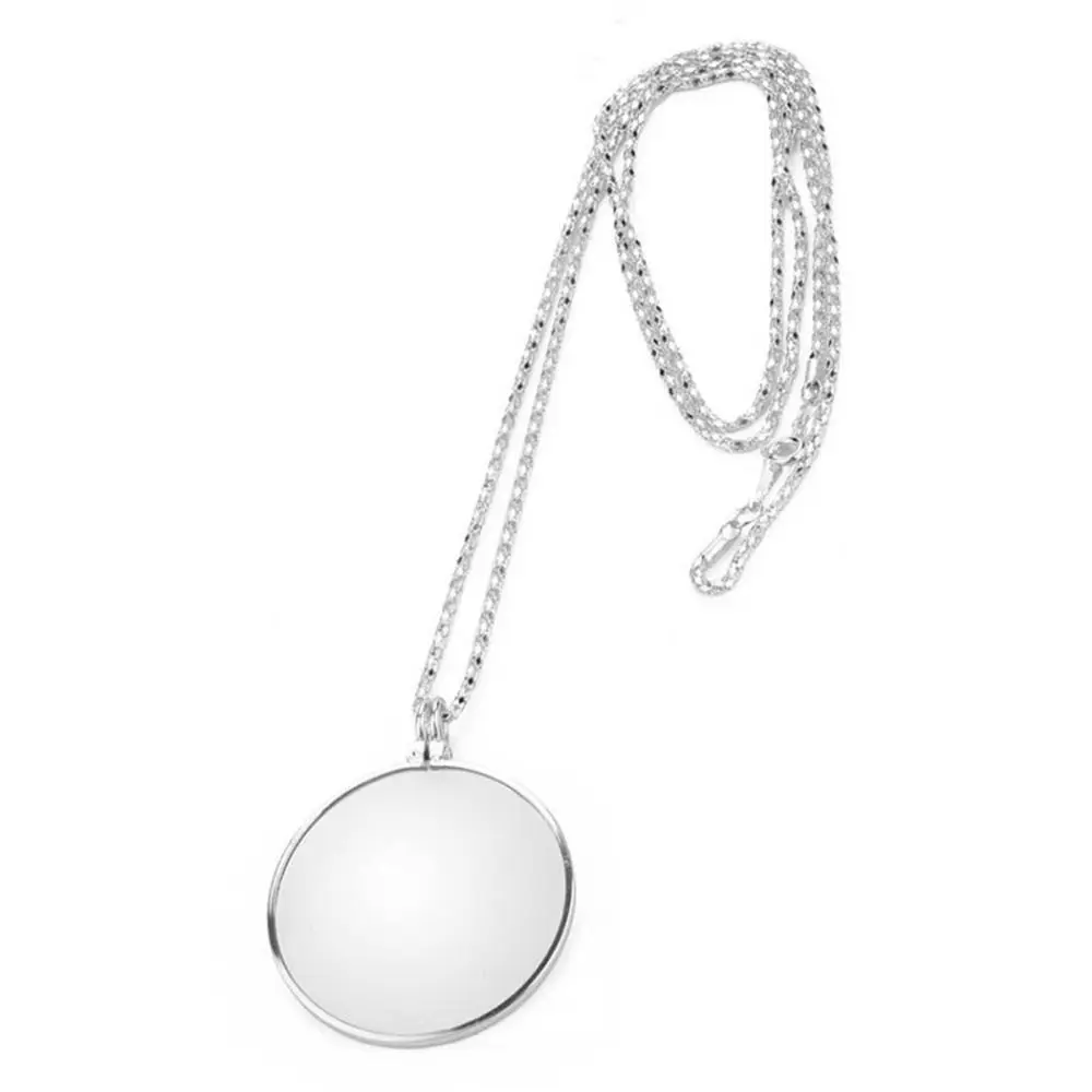 5x Magnifier Pendant Hanging Ornament with Chain Necklace Magnifying Glass Gift Jewelry Portable Monocle Reading Newspaper