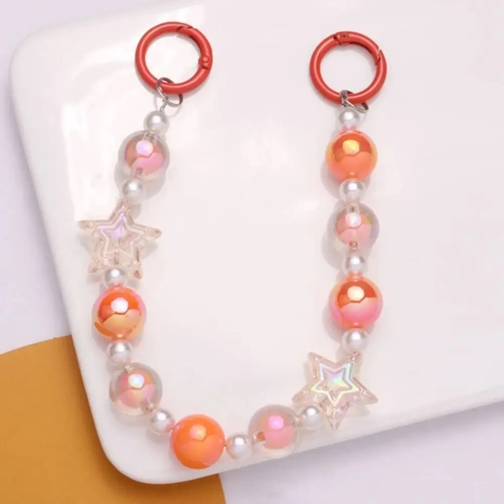 Simple Acrylic Burst Bead Chain Keyring Gradient Colorful Phone Lanyard Replacement Bag Key Chain Woman