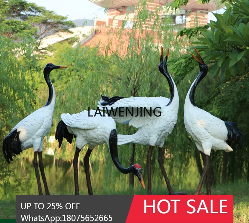 Simulation Crane Garden Garden Water Feature Garden Landscape Animal Fiberglass Red-crowned Crane Sculpture