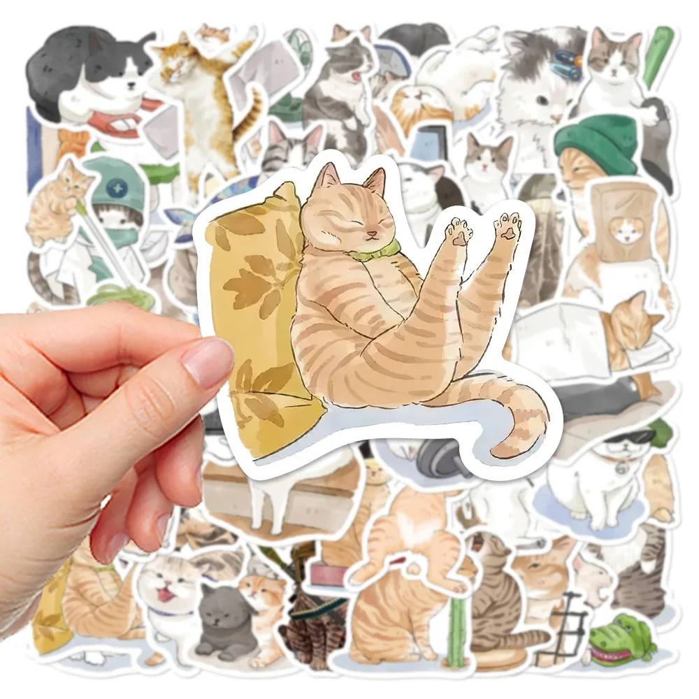 10/30/53pcs Cute Cat MEME Stickers Funny Animals Cartoon Decals DIY Phone Case Laptop Stationery Vinyl Kawaii Kids Sticker Toys