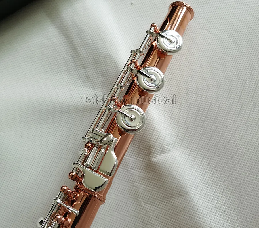 high quality Professional Rose Gold Plated Flute 17 Open Hole Handmade French Point C Key