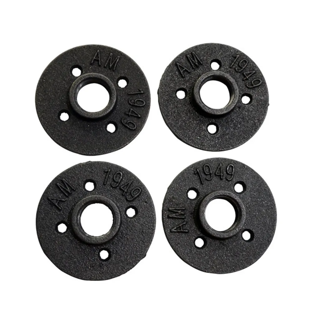 10Pcs Wall Mounted Flange High Strength Malleable Threaded Floor Flange Iron Pipe Fittings Industrial Furniture Shelving Frame