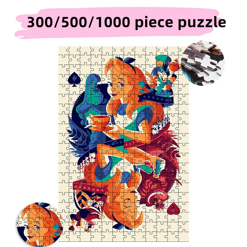 

Alice In Wonderland 300 500 1000 Pieces Cartoon Puzzles Disney Creative Educational Toys Jigsaw Puzzle Game For Kids Adult