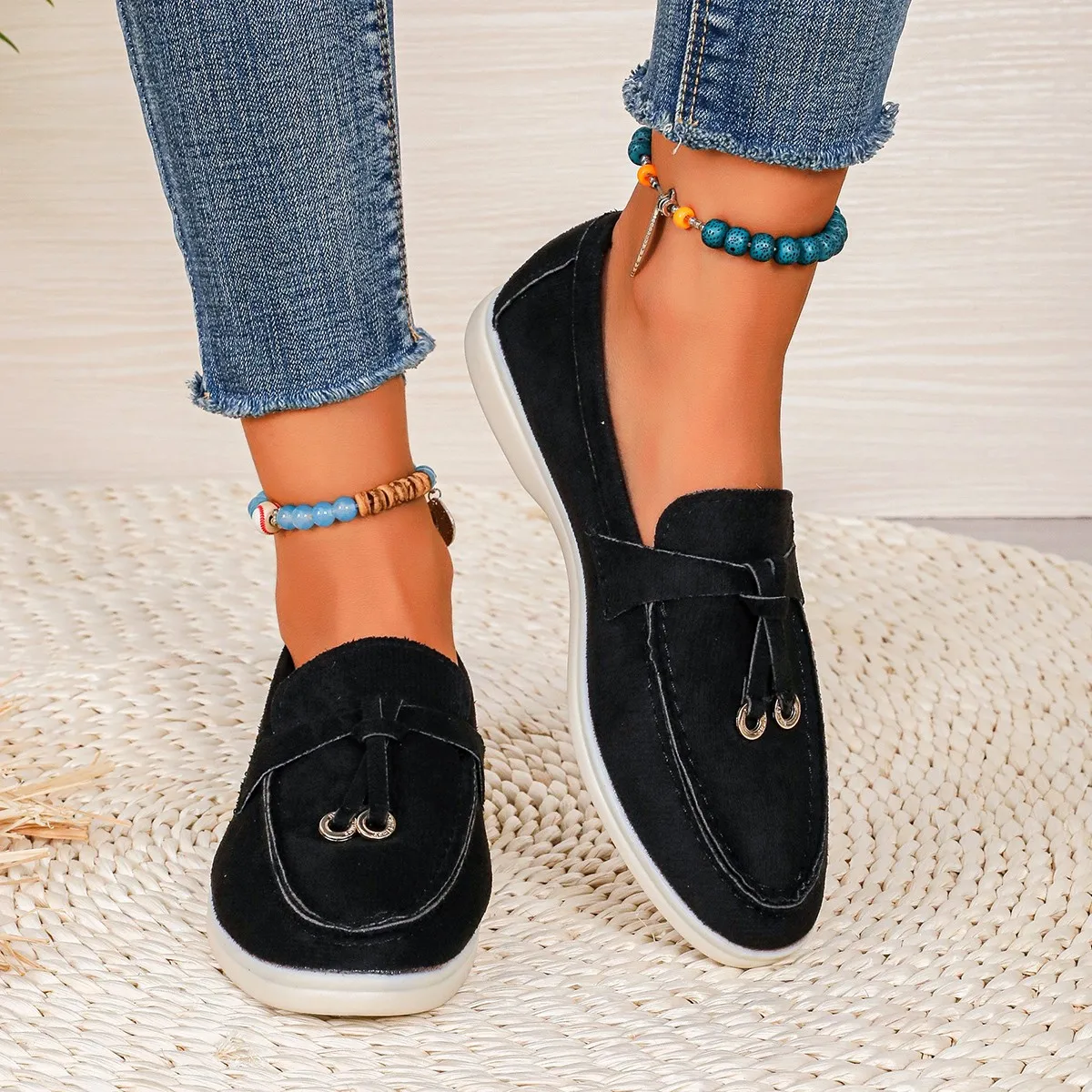 

New Women Loafers Slip on Ladies Flats Brand Spring Autumn Casual Flat Shoes Leather Cashmere Single Shoes Women's Sneaker