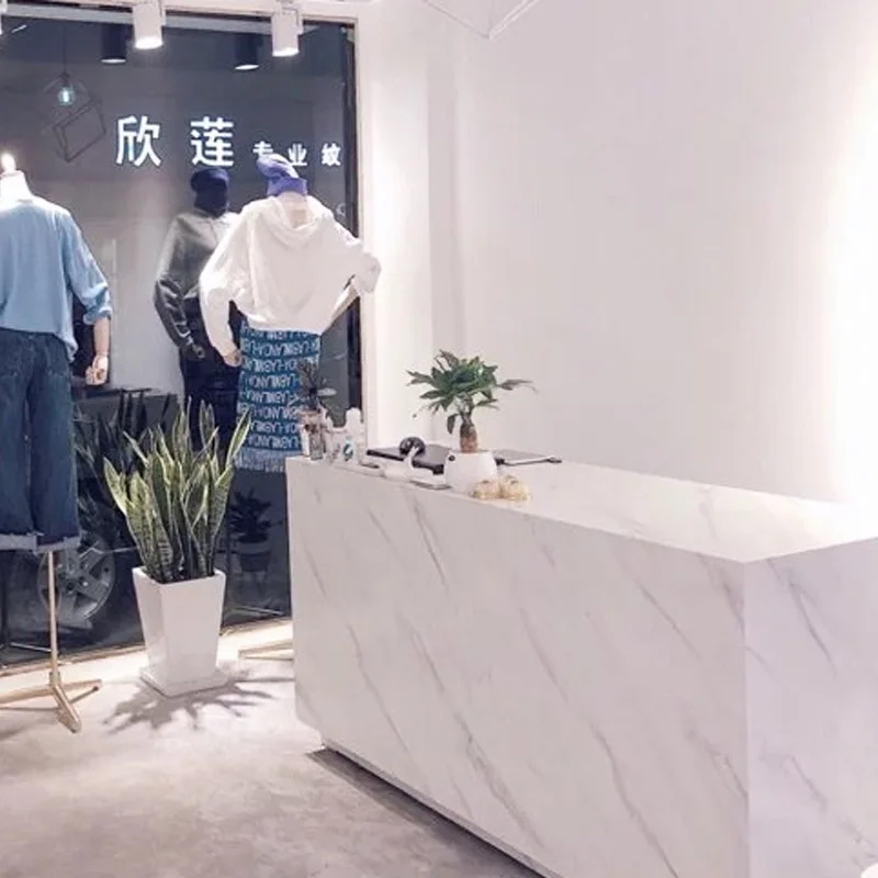 Imitation Marble Checkout Page Store Small Simple Modern Women's Clothing Store Bar Counter Beauty Salon Counter Front Desk