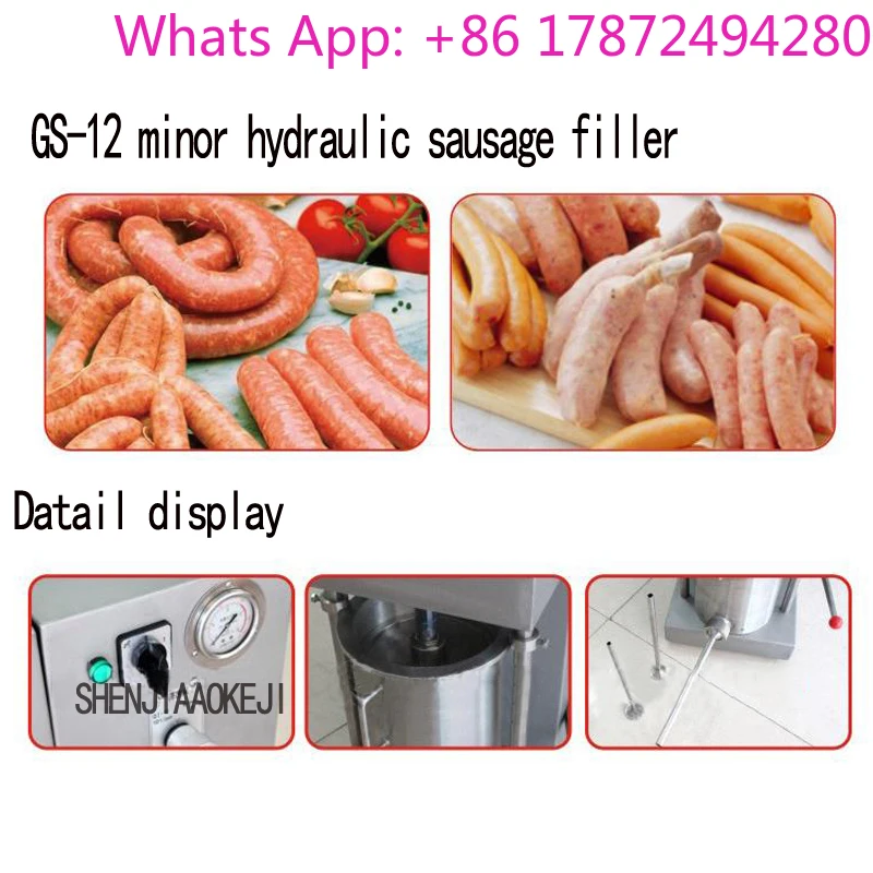 Small Hydraulic Sausage Filler Stainless Steel Electric Sausage Make Machine Commercial Automatic Enema Machine 220V 1.1KW
