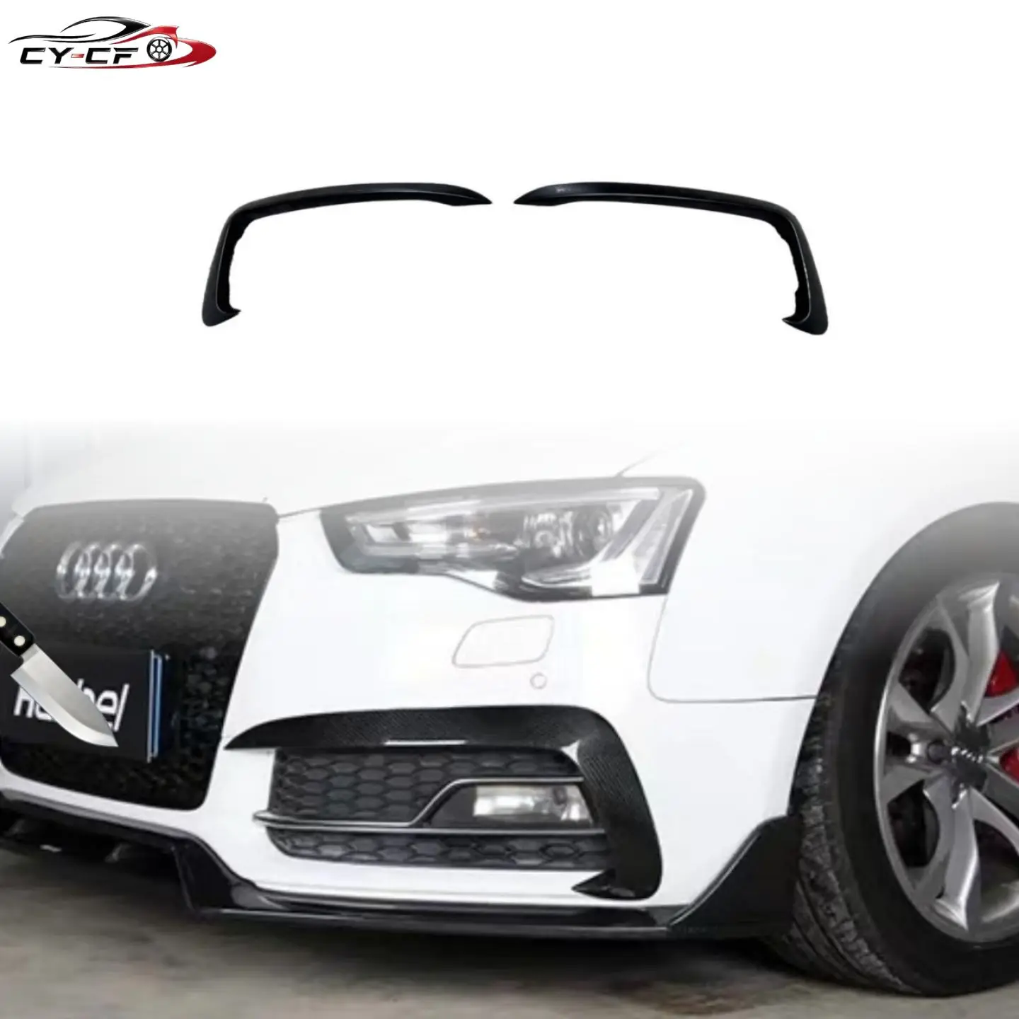 For Audi A5 Sline S5 Coupe 2012-2015 K Style Carbon Fiber Front Bumper Side Canards
