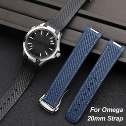 Rubber Watchband for Omega for Seamaster 300 WatchStrap 20mm for Speedmaster AT150 Diving Bracelets Black Blue Silicone Bracelet