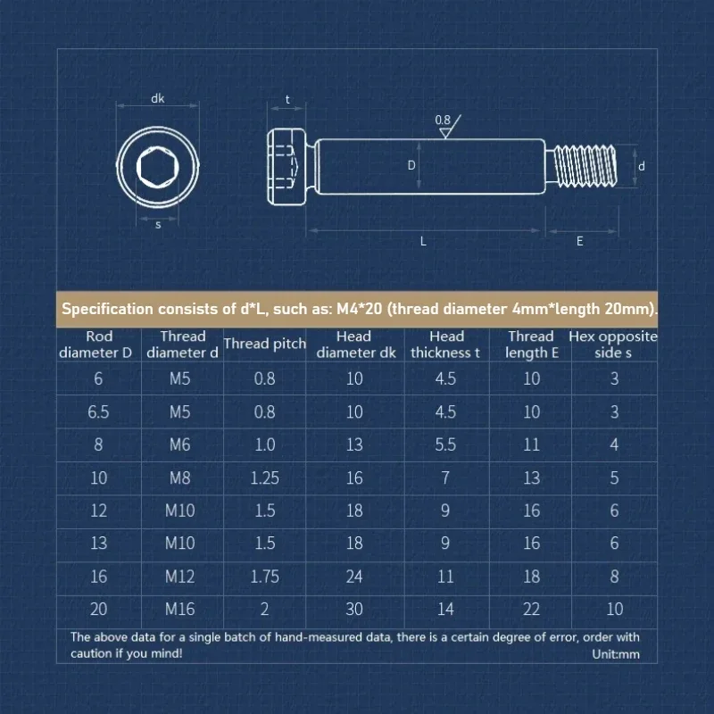 304 Stainless Steel Hexagon Socket Cylindrical Knurled Bearing Shoulder Screws Contour Limit Screws M3 M4 M5 M6 M8 M10