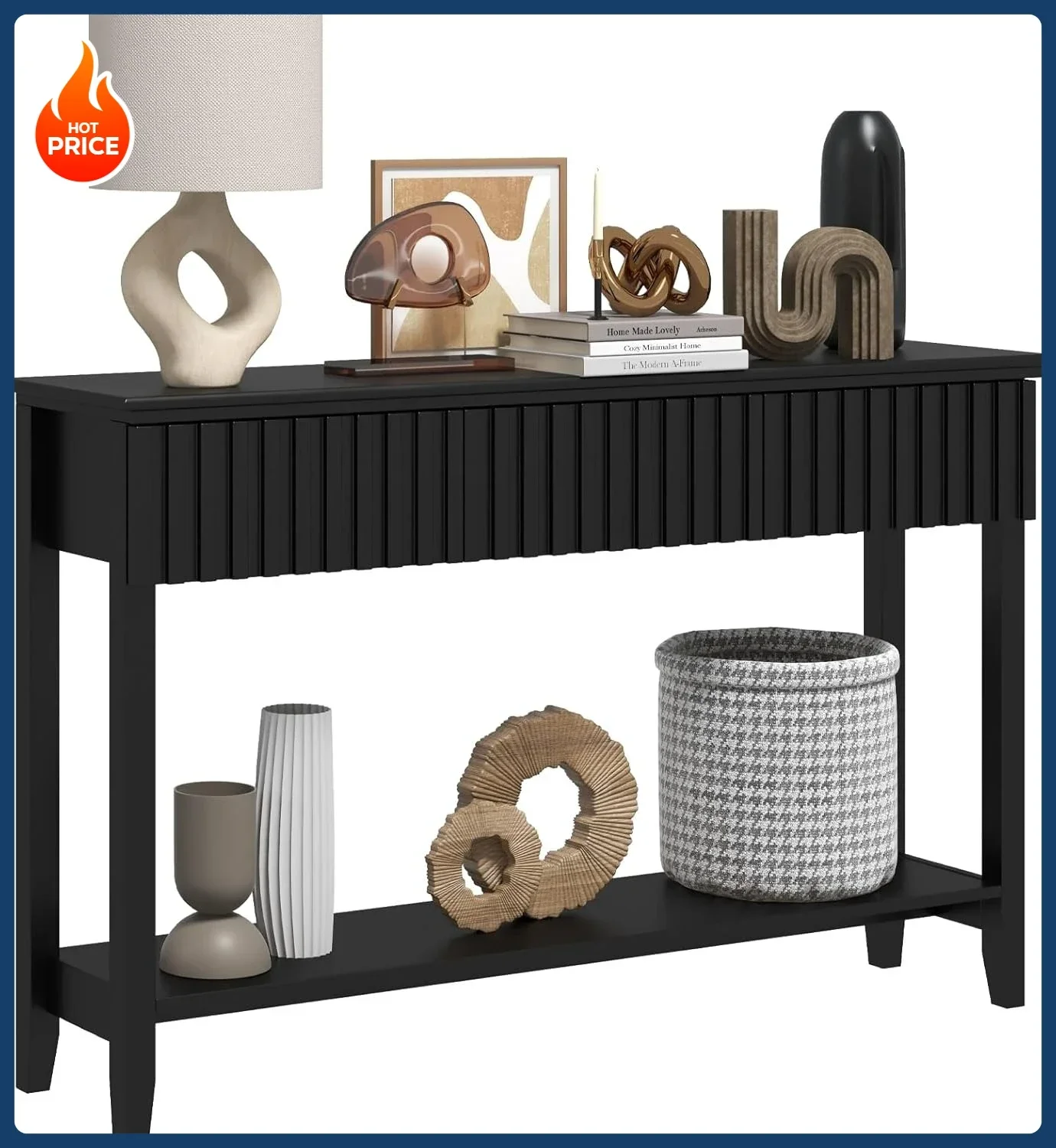 

[Новое поступление! ]Окрашенная деревянная консоль, узкий длинный диван, современный за диваном, рифленый стол для прихожей с 3 ящиками