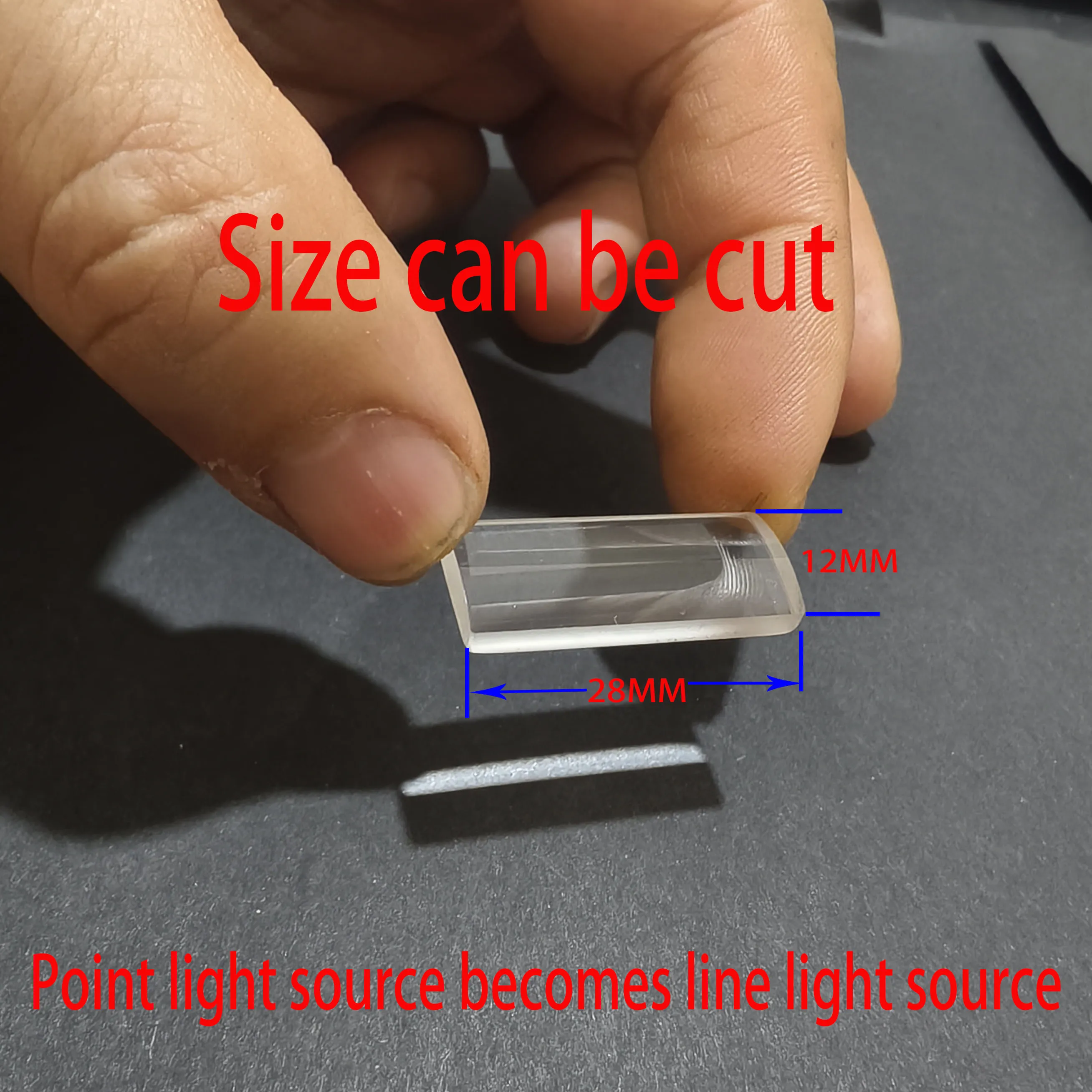 

Point light source to line light source, optical cylindrical lens, 12X28 size, focal length 27MM,