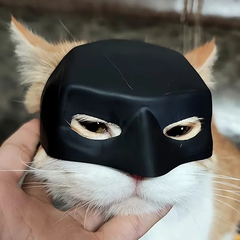 Schwarze Fledermaus/Weiße Katzen-Fotomaske für Streiche und lustige Halloween-Partys, Haustier-Zubehör – Detail 1
