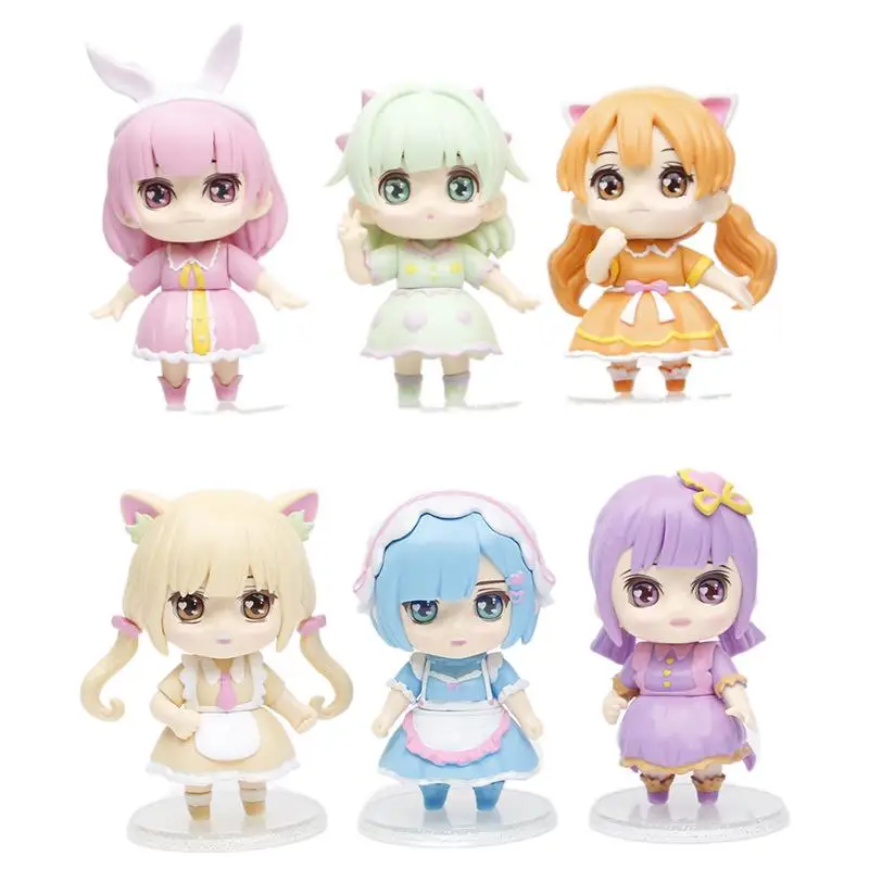 

4/6/8pcs Q-version Macaron Princess Action Figure Toy Cake Baking Decoration Angel Baby Wishing Rainbow Princess Figurine