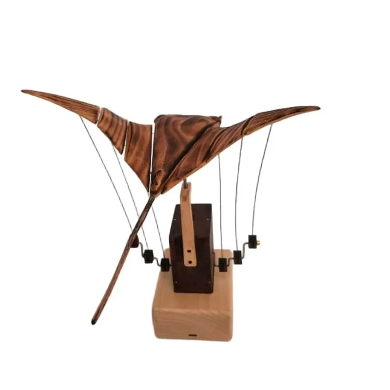 Handmade wooden devil fish statue - natural material home desktop ornament creative holiday gift