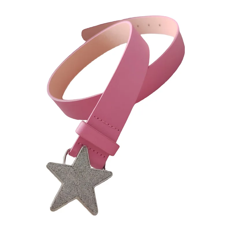 حزام بإبزيم على شكل نجمة من الجلد الوردي، حزام خصر مرن مزين بحجر الراين المتلألئ، إكسسوارات تزيين العروس #3