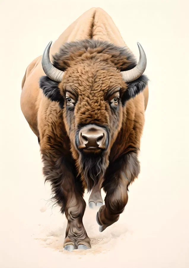 Animal Bison Buffalo Print, Art Canvas Poster For Living Room Decoration, Home Wall Picture