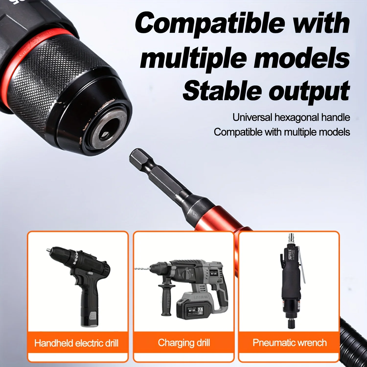 Suporte de extensão de broca de eixo flexível para broca elétrica, chave de fenda sextavada, haste de extensão de driver de eixo macio