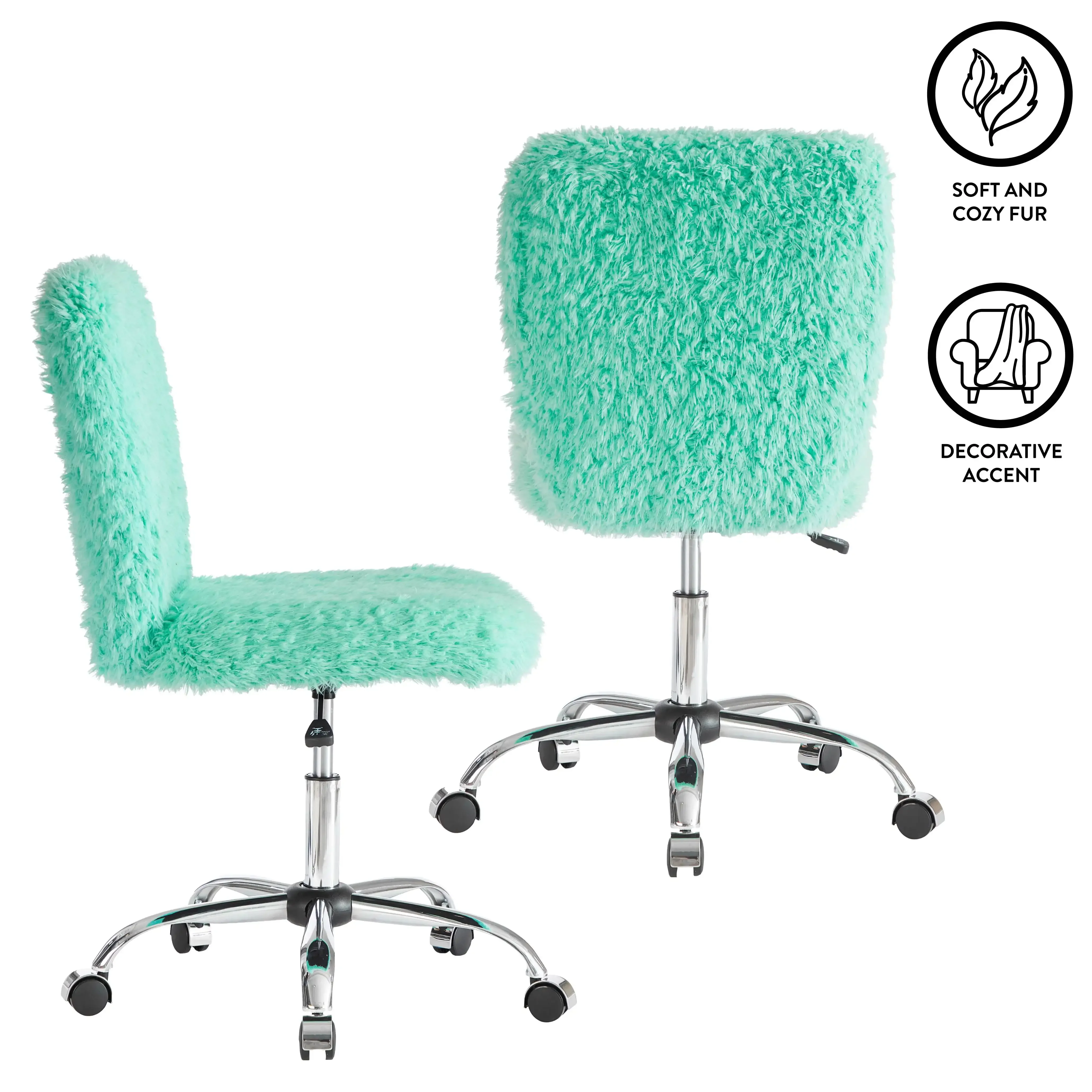 Faux Fur Armless Swivel Task Office Chair