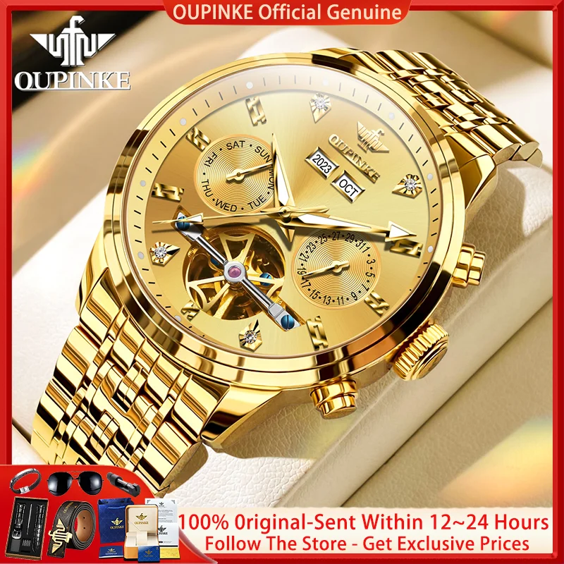 OUPINKE 3248 Tourbillon Watch Mechanical Men Brand Original All Automatic Watch Waterproof High Chronograph Men Formal Watch