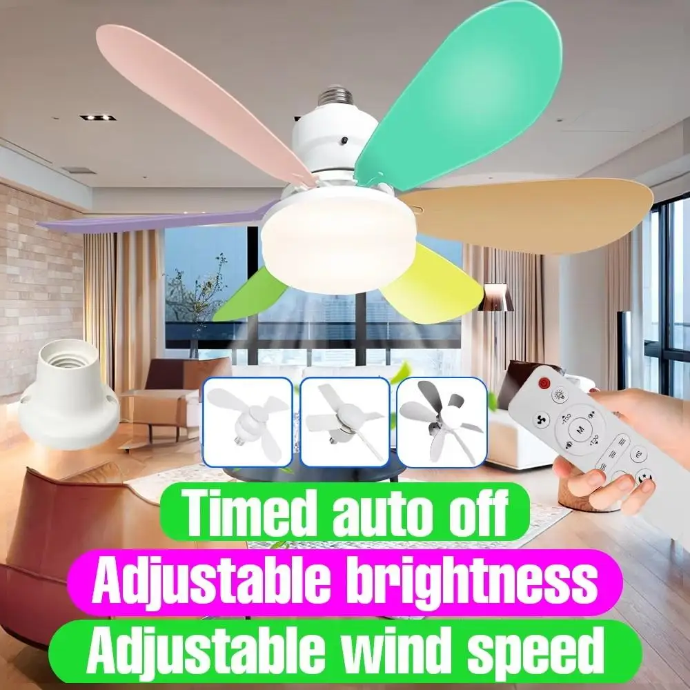 35W E27/E26 LED Fan Light Bulb 3/4/6Blades With Remote Control Silent Ceiling Fan Lamp AC110V/220V For Home Living Room Bedroom