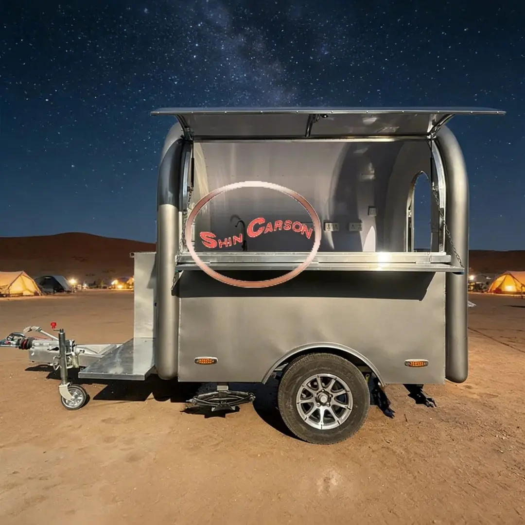 

Portable Outdoor FRP Food Cart Trailer Foldable Canopy Workstation Commercial Catering Kitchen Cart with Stand