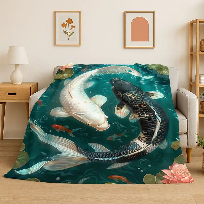 Meditation Yin Yang Tai Chi Bagua Yoga Flannel Blanket Soft Throw Blanket for Bedroom Living Room Bed Travel Camping Picnic Nap