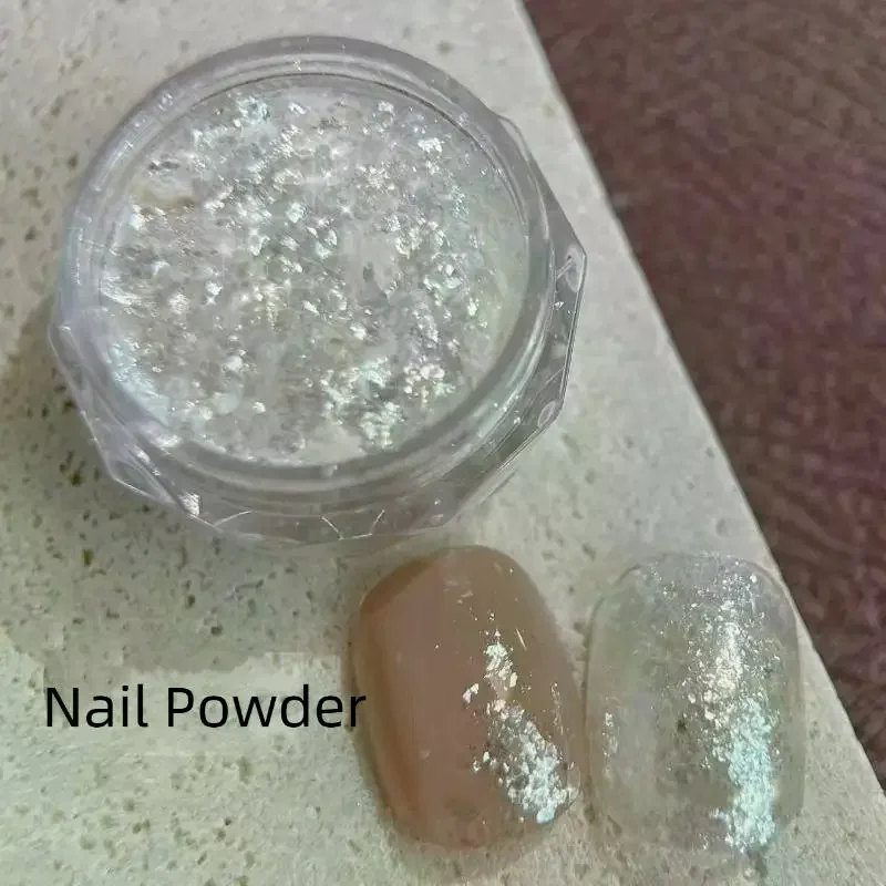 High-Quality Snow Powder Ultra-Thin Nail Flakes Fine Shimmer Opal Glitter Material Transparent Silver Nail Art Decorations