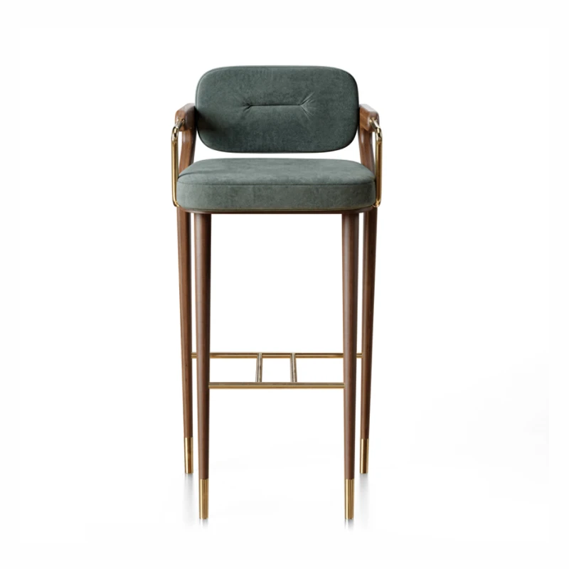 High stool luxury hotel style wooden fabric bar chair, suitable for family bathroom use