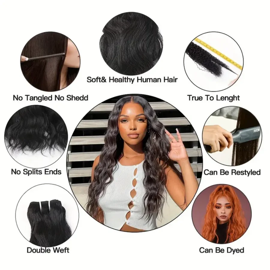 Natural Wave Bundles With Closure 3 Bundles With 4x4 Closure Human Hair Weave  Bundles With Closure Hair Extension Remy Hair