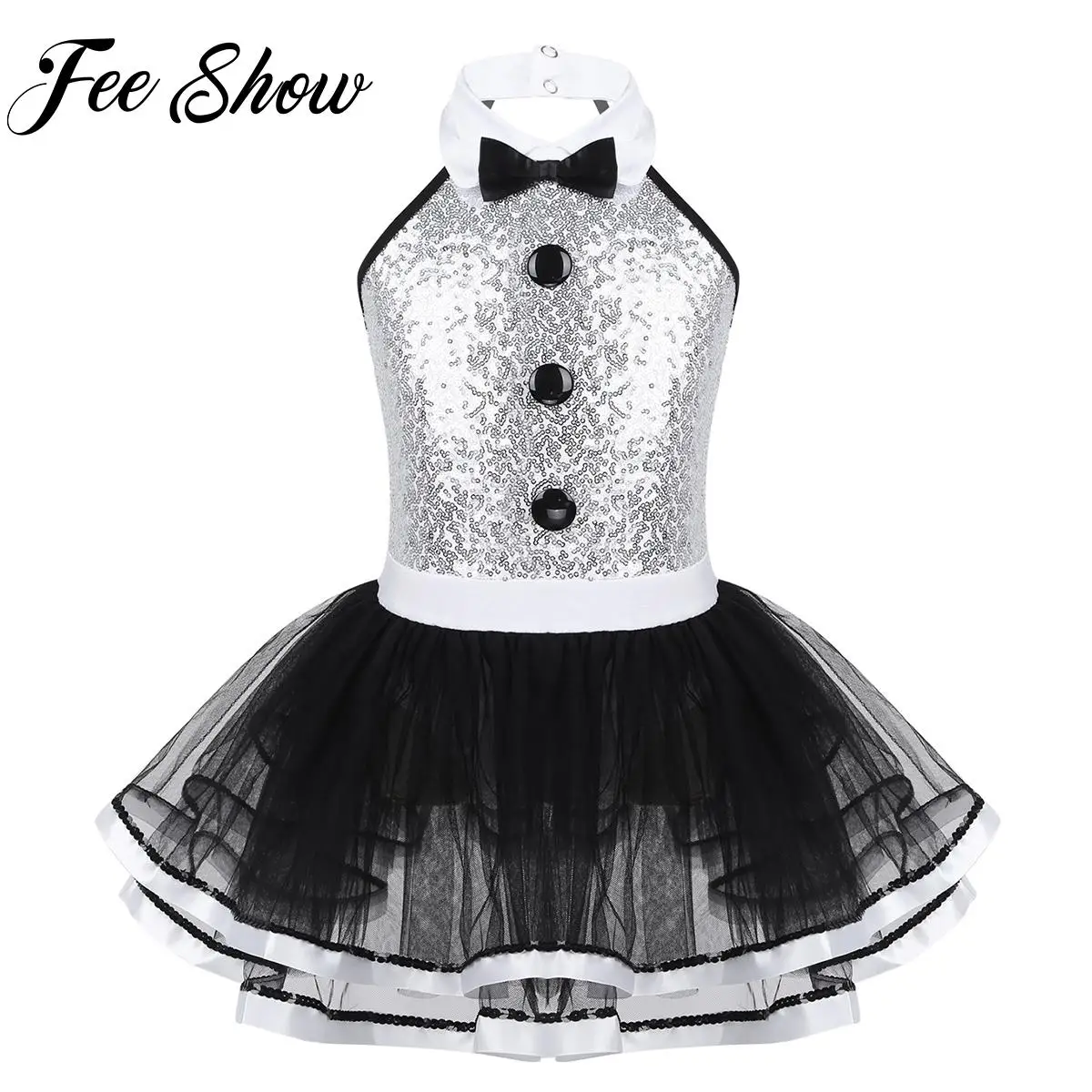 Crianças menina natal ballet dança vestido brilhante lantejoulas sem mangas tutu vestido ginástica collant moderno festa de dança cosplay traje