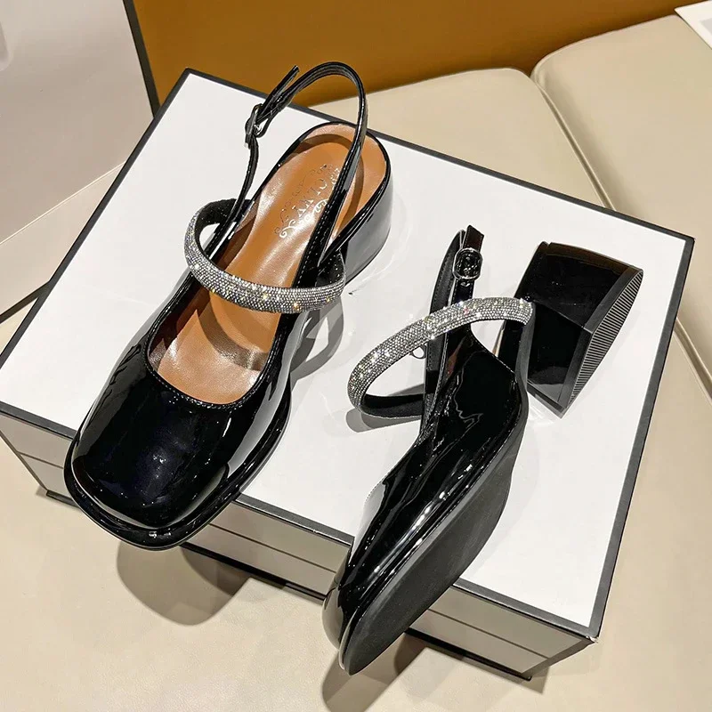 Autumn New Women\'s High Heels Fashion Chunky Heel Design Woman Casual Sandals Party and Work Wear Footwear Mules