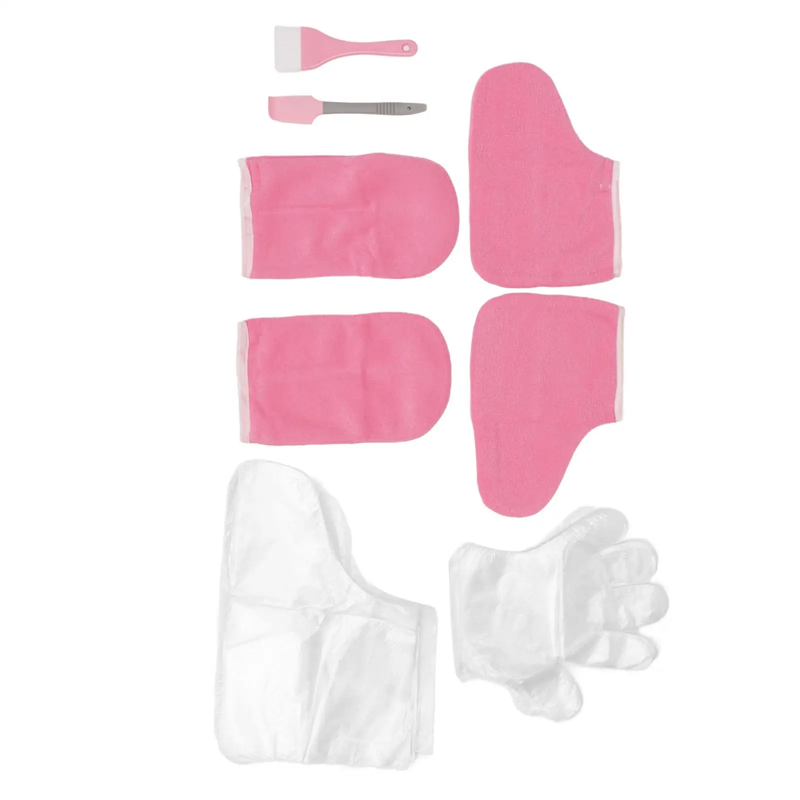 Disposable Paraffin Wax Hand & Foot Liners, Keep Warm Pink Flannel Gloves and Mitts Set